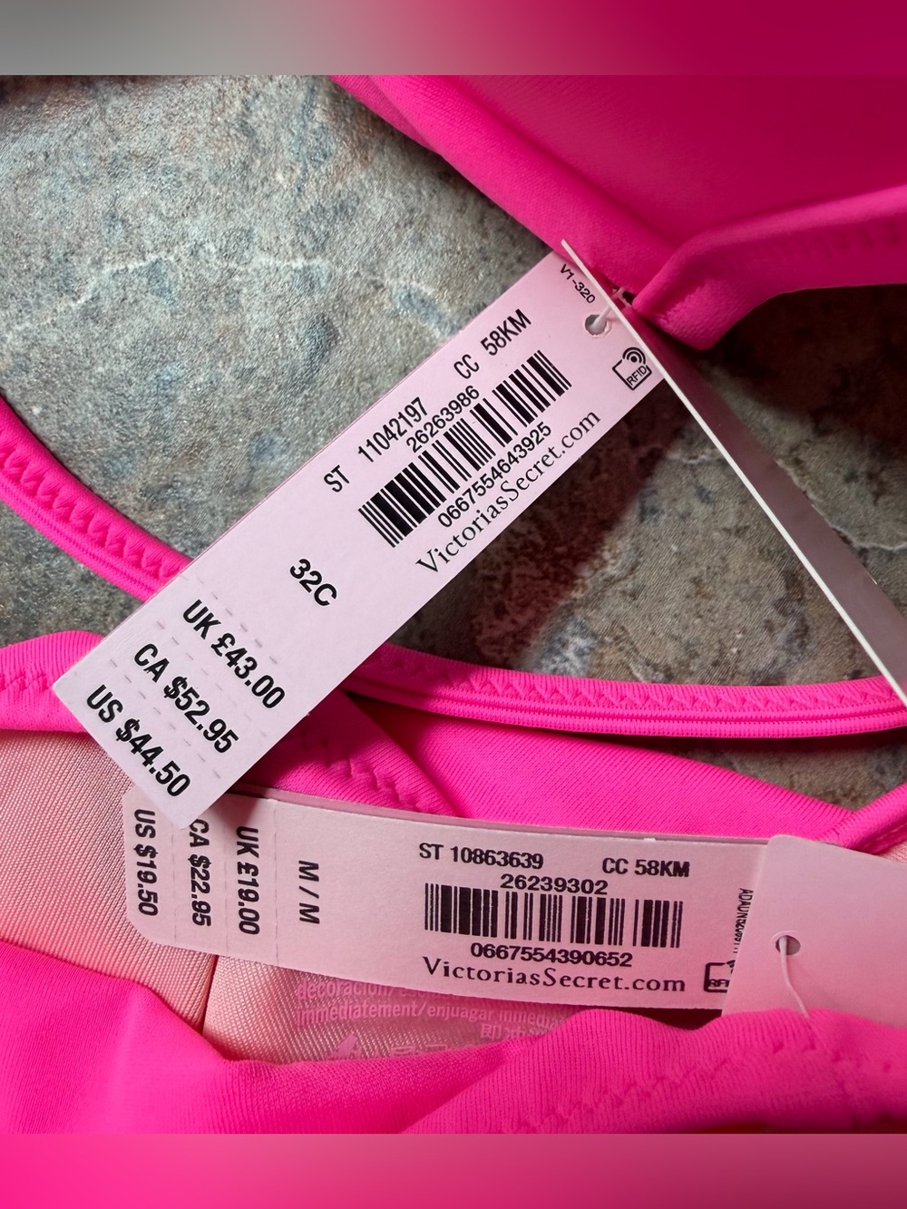 NWT Victoria's Secret Neon Pink Bikini Set Underwire Top 32C Medium M Bottom - Picture 8 of 9